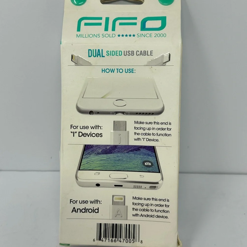 NEW Fifo USB Car & Home Charger 4ft dual sided cable Metallic Android and Apple